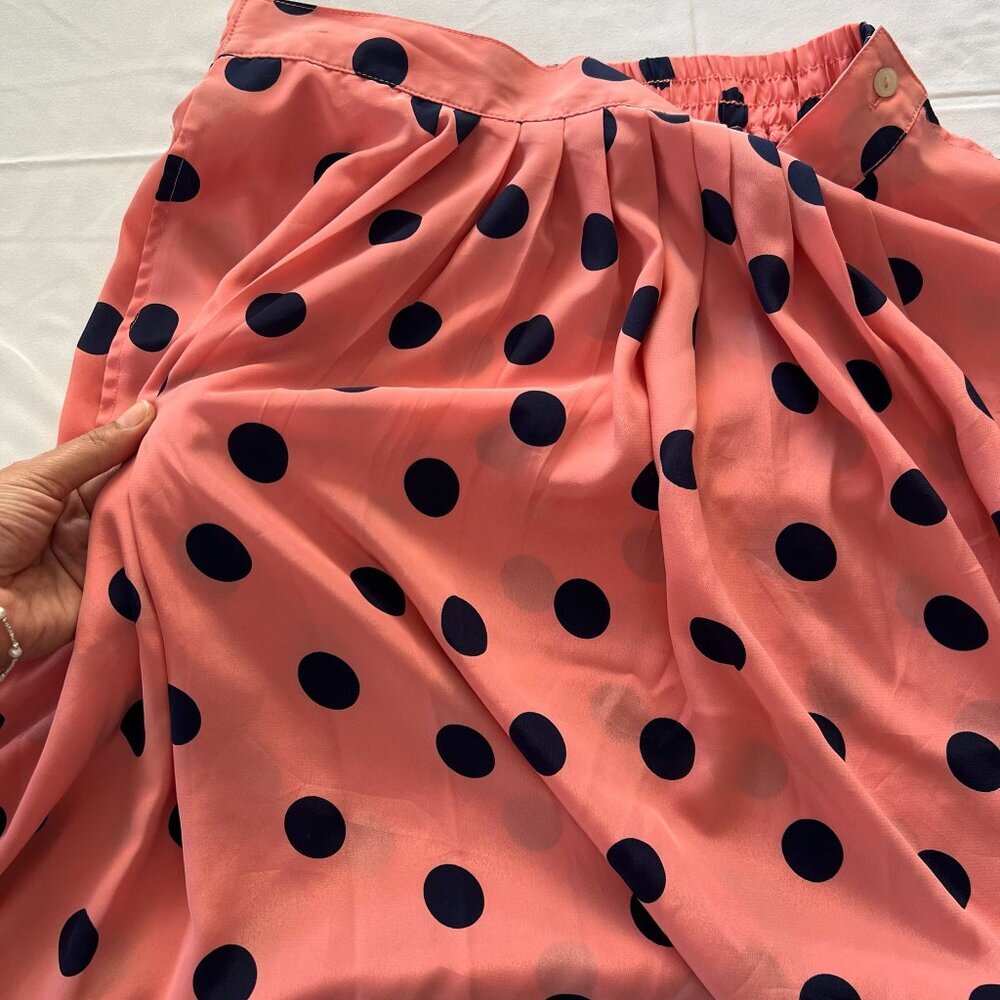 Vintage Russ Petites, Peach & Navy Blue,Polka Dot Skirt, Size 12, feel like aM/L - Picture 8 of 8